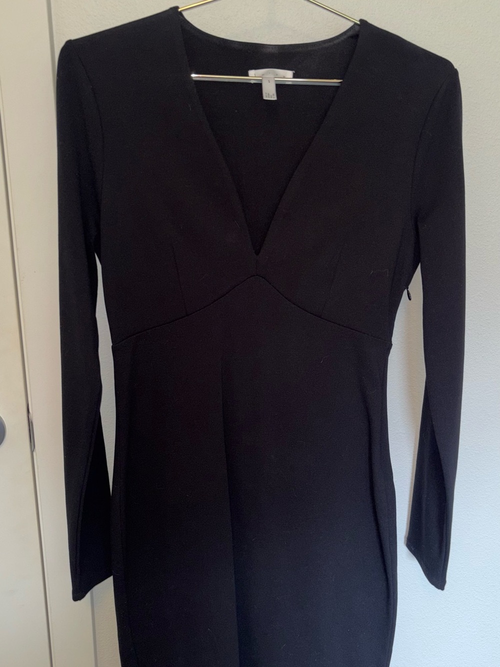 Leith Black Long-Sleeve V-Neck Dress Zip Up